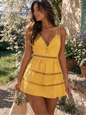 Twenty Ten Yellow Spaghetti strap Mini Romper